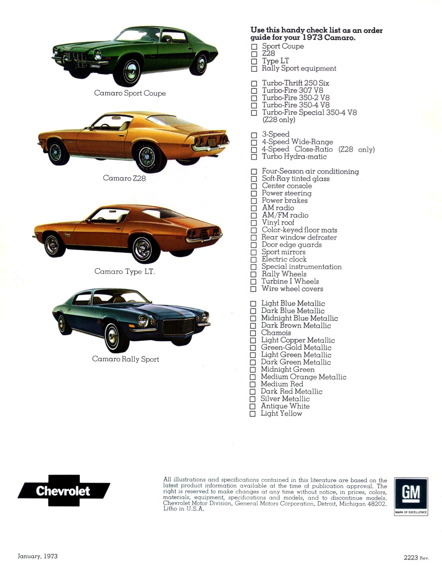 1973 Chev Camaro Brochure Page 7